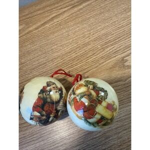 Set Of 2 Vintage Paper‎ Mache Christmas Tree Ornaments